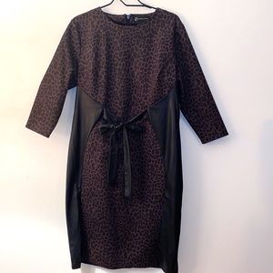 NY&Co Leopard Sheath Dress, Black, SZ XL